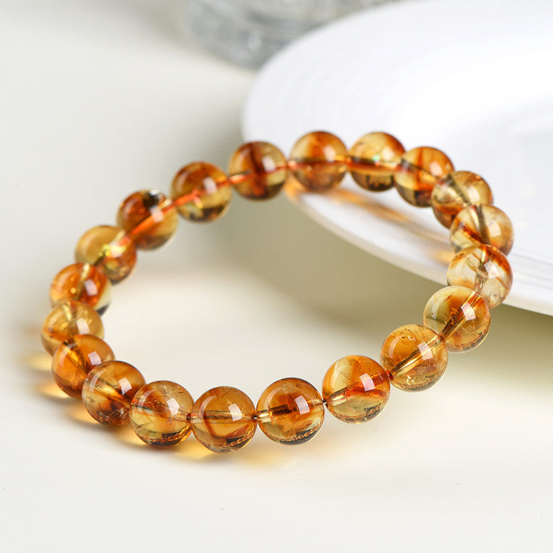 Natural Citrine Pyramid Bead Bracelet