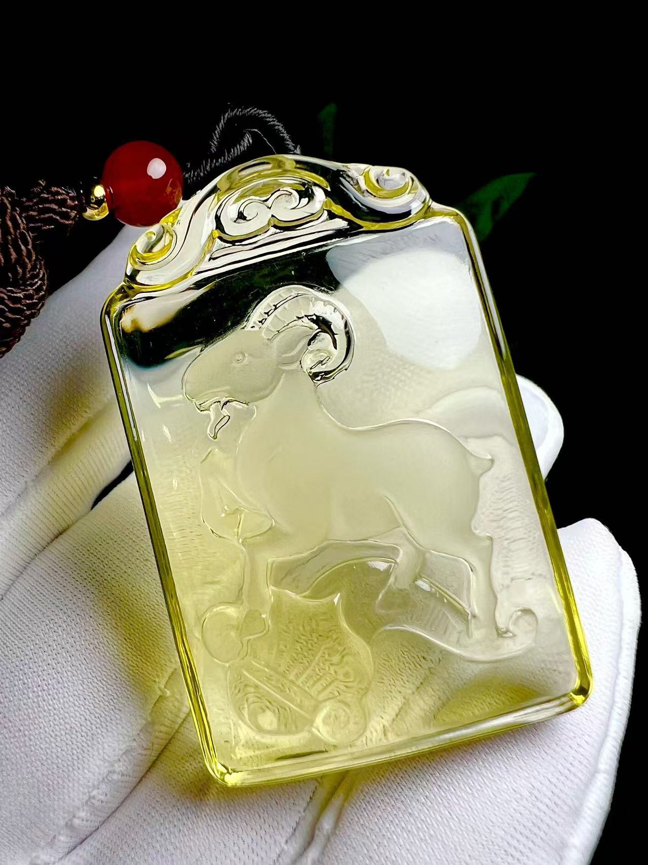 Natural Citrine Sheep Pendant