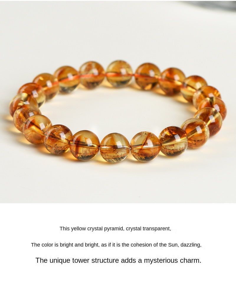 Natural Citrine Pyramid Bead Bracelet