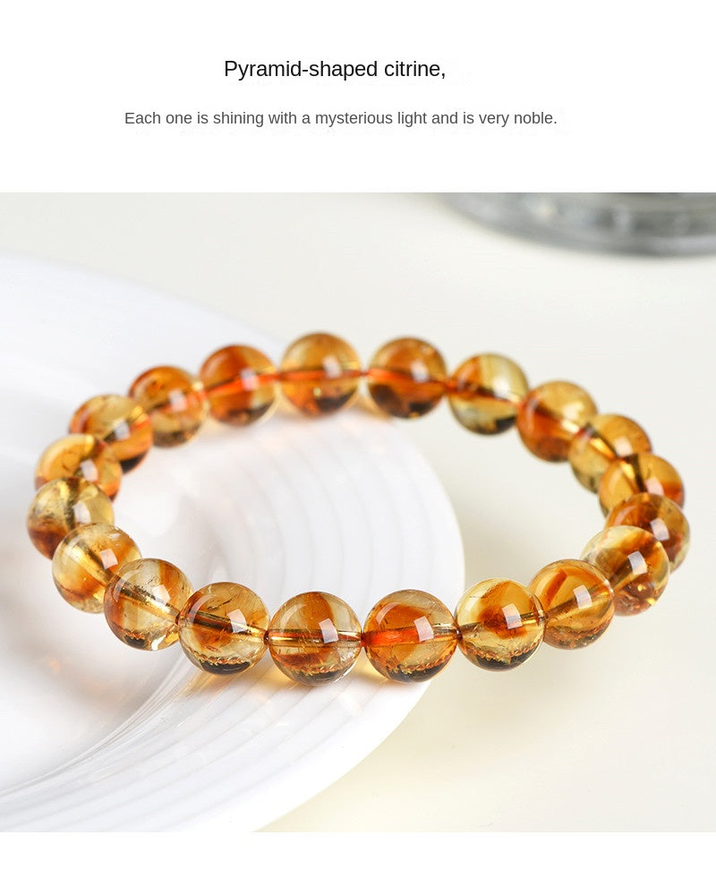 Natural Citrine Pyramid Bead Bracelet