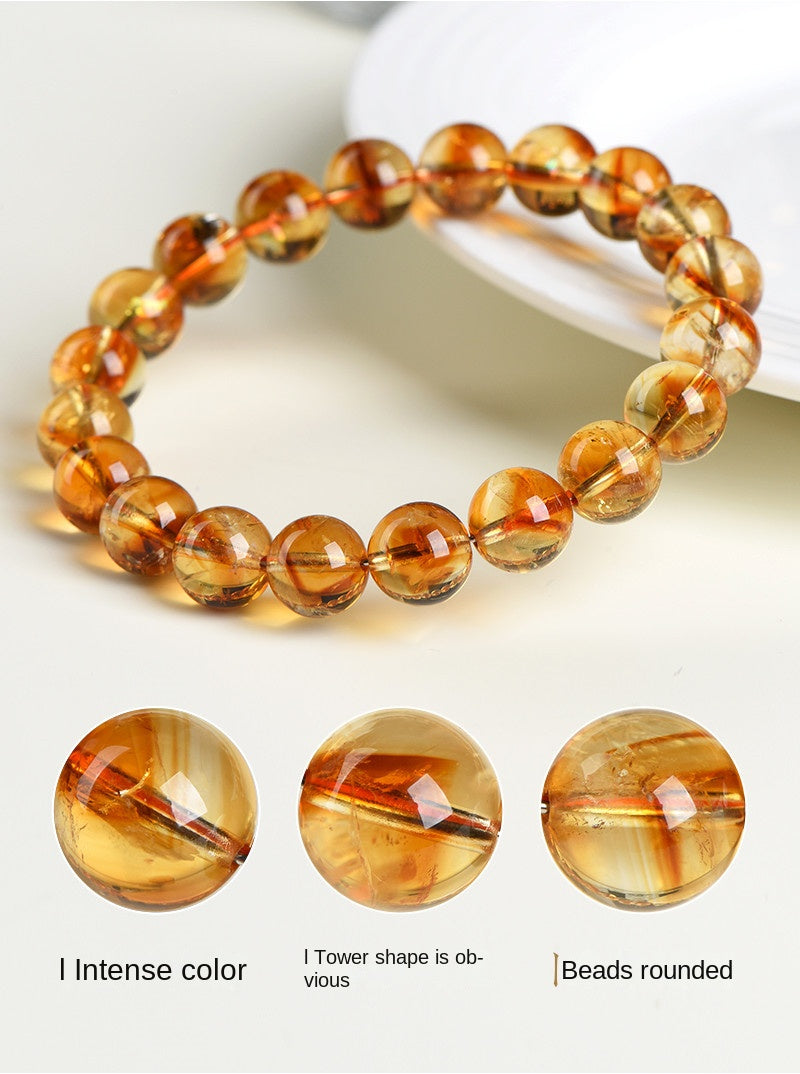 Natural Citrine Pyramid Bead Bracelet